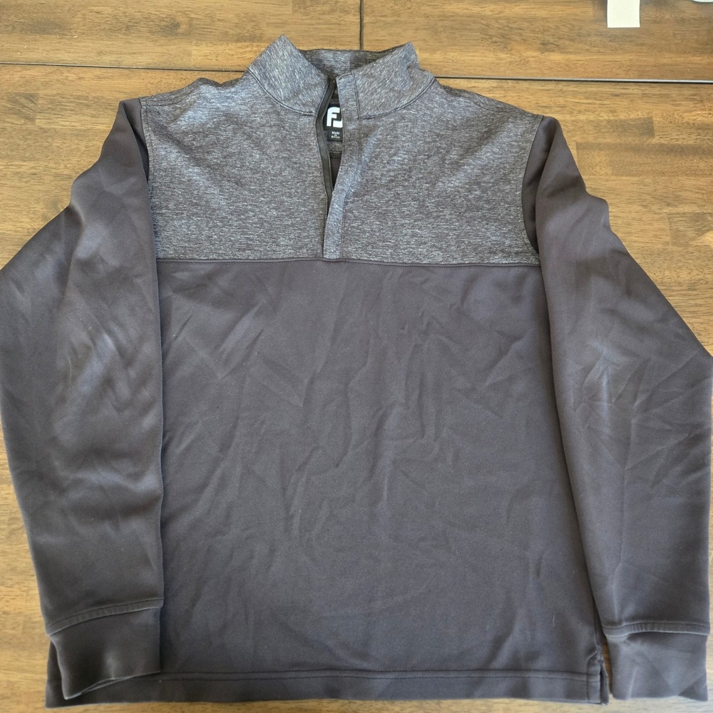 FootJoy Mens Quarter Zip Pullover Black Grey Golf Sweater Small FJ